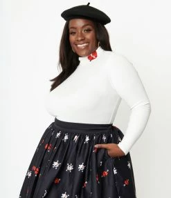 Unique Vintage Plus Size White & Embroidered Broken Heart Cherie Top