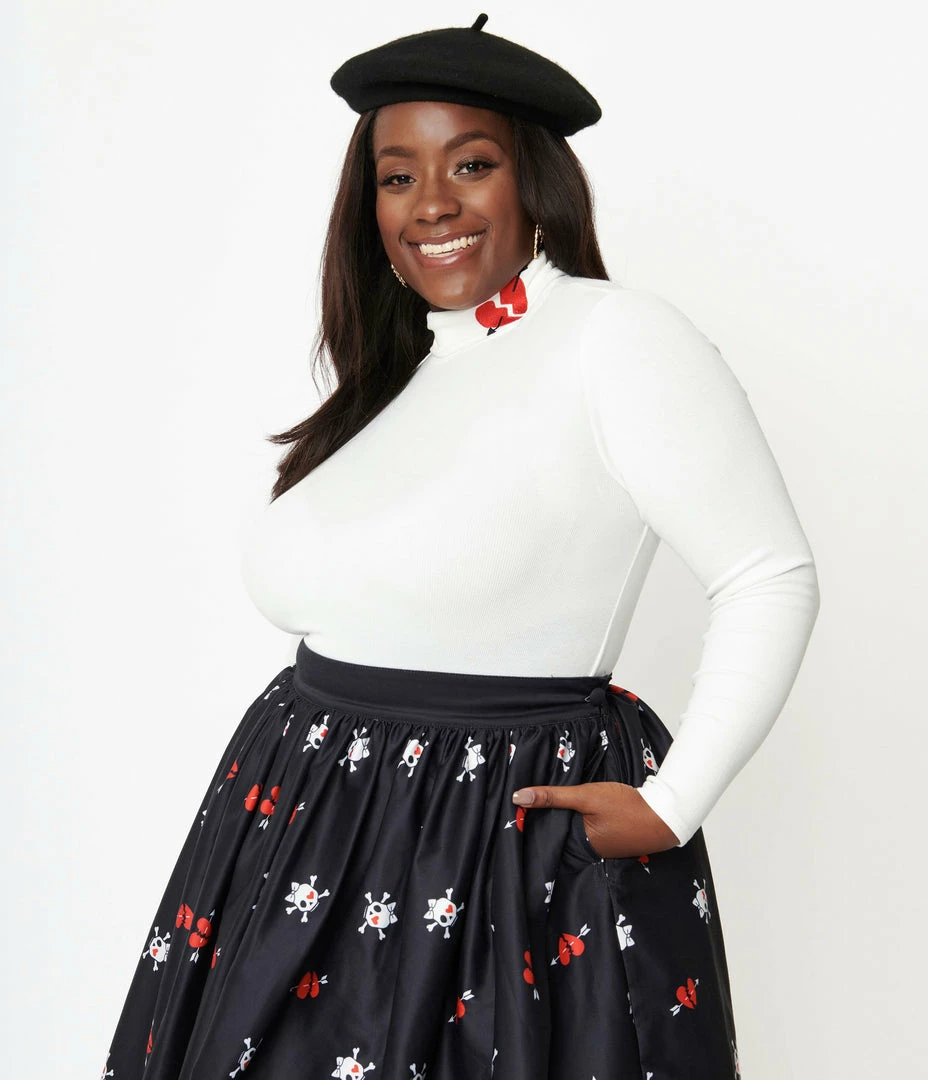 Unique Vintage Plus Size White & Embroidered Broken Heart Cherie Top