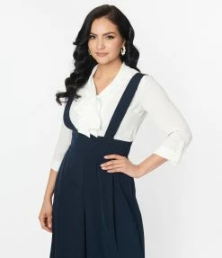 Clothing Unique Vintage White Bow Olivia Blouse