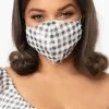 Magnolia Place Black Gingham & Fabric Daisies Face Mask Sale