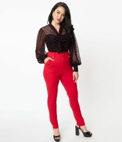 Sale Unique Vintage Red Cigarette Kitty Pants