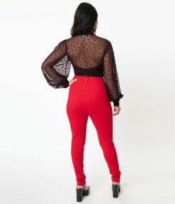 Sale Unique Vintage Red Cigarette Kitty Pants