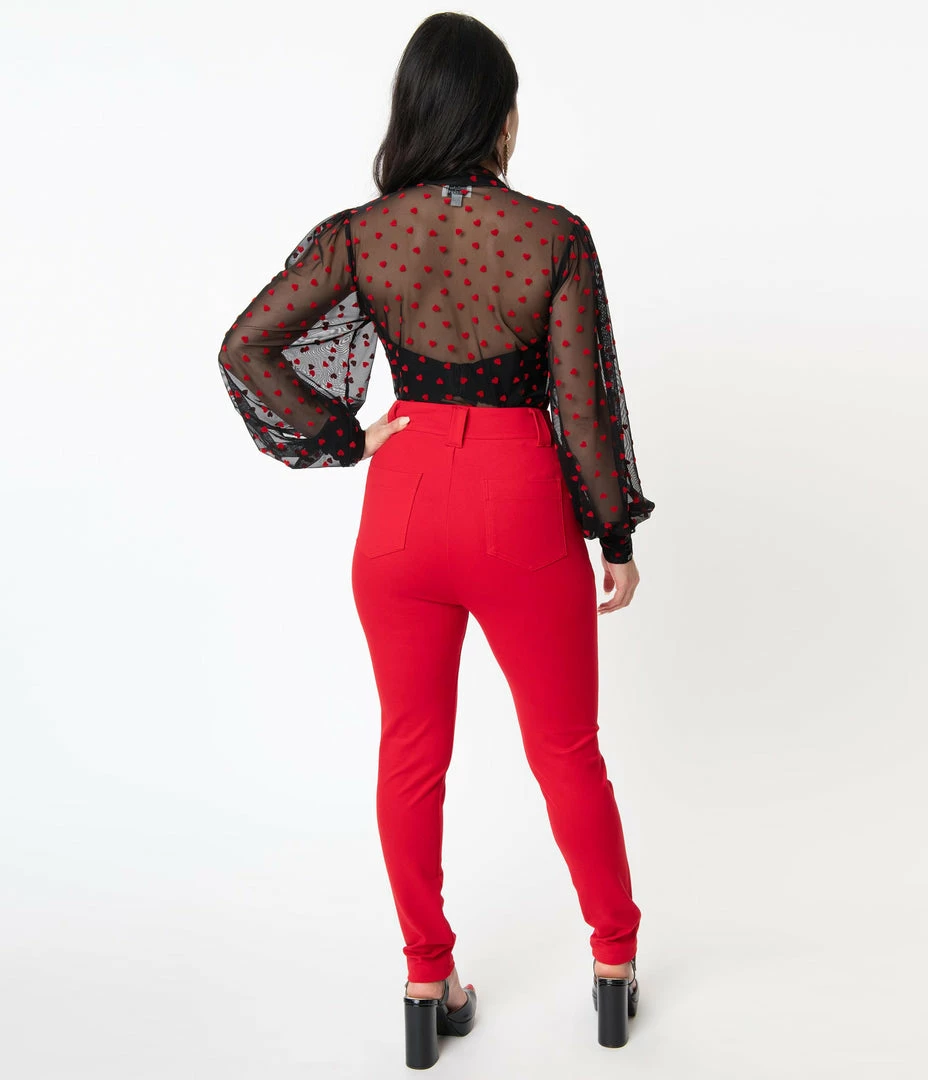 Sale Unique Vintage Red Cigarette Kitty Pants