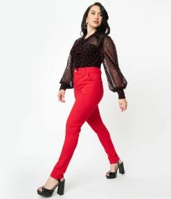 Sale Unique Vintage Red Cigarette Kitty Pants