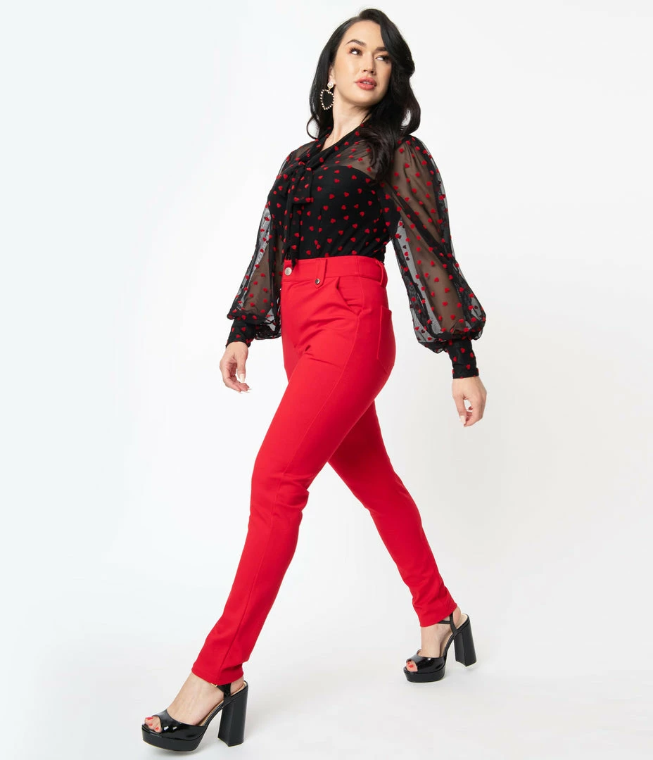 Sale Unique Vintage Red Cigarette Kitty Pants