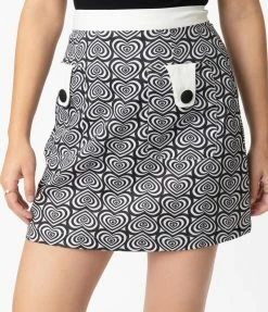 Sale Smak Parlour Black & White Hypnotic Heart Mod Skirt