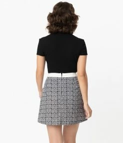 Sale Smak Parlour Black & White Hypnotic Heart Mod Skirt