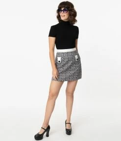 Sale Smak Parlour Black & White Hypnotic Heart Mod Skirt