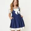 Sale Unique Vintage Navy & White Sailor Darla Babydoll Dress