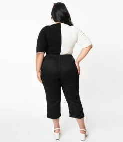 Sale Collectif Plus Size Black High Waist Bow Eugenia Capris