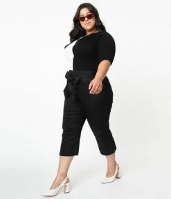 Sale Collectif Plus Size Black High Waist Bow Eugenia Capris
