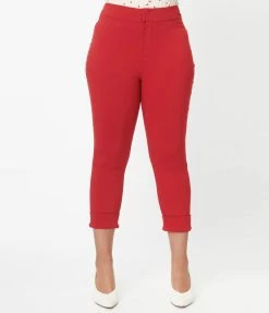Smak Parlour Red Heart Pockets Smarty Pants Capris