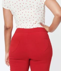 Smak Parlour Red Heart Pockets Smarty Pants Capris