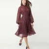 Sale Unique Vintage Burgundy & Leopard Leota Swing Dress