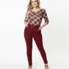 Sale Unique Vintage Burgundy Cigarette Kitty Pants