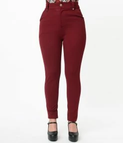 Sale Unique Vintage Burgundy Cigarette Kitty Pants