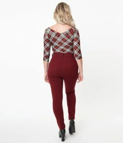 Sale Unique Vintage Burgundy Cigarette Kitty Pants