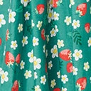 Unique Vintage Green Strawberry Floral Print Collins Wrap Swing Skirt Sale