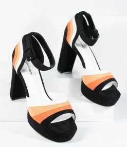 Unique Vintage Brand Unique Vintage Candy Corn Suede Peep Toe Pumps