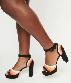 Unique Vintage Brand Unique Vintage Candy Corn Suede Peep Toe Pumps