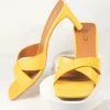 Verona Collection Retro Style Mustard Embossed Crocodile Heels Heels & Wedges