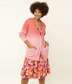 Unique Vintage Pink Ombre Aspen Cardigan New Arrivals!
