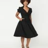 Unique Vintage 1950s Black Lucille Swing Dress Clothing