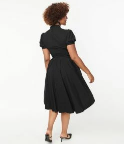 Unique Vintage 1950s Black Lucille Swing Dress Clothing