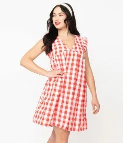 2 Hearts Red & White Gingham Summer Dress Sale