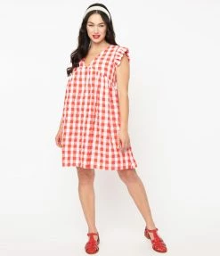 2 Hearts Red & White Gingham Summer Dress Sale