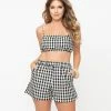 No Less Than Sale Black & White Gingham Crop Top