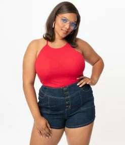 2NE1 Apparel Plus Size Red Halter Top Sale