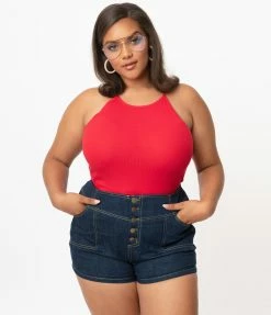 2NE1 Apparel Plus Size Red Halter Top Sale