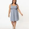 White Birch Plus Size Blue & White Gingham Smocked Mini Dress Sale