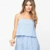 No Less Than Sale Retro Style Blue & White Gingham Crop Top