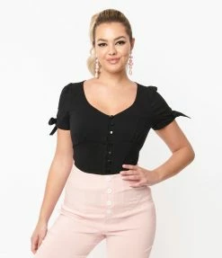 Clothing Unique Vintage Black Noreen Top