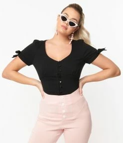 Clothing Unique Vintage Black Noreen Top