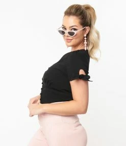 Clothing Unique Vintage Black Noreen Top