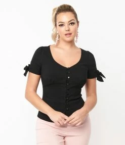 Clothing Unique Vintage Black Noreen Top