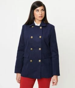 Unique Vintage Navy Squad Peacoat