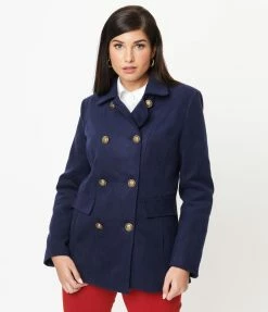 Unique Vintage Navy Squad Peacoat