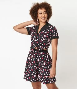 Hello Kitty X Unique Vintage Call Me Love Print Shirley Crop Top Fan Flair