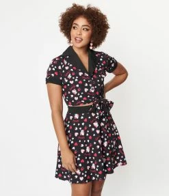 Hello Kitty X Unique Vintage Call Me Love Print Shirley Crop Top Fan Flair