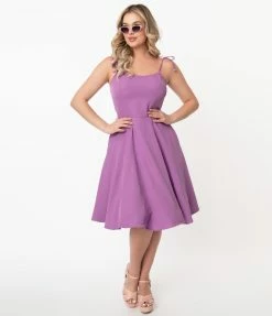 Unique Vintage Lavender Bobbie Swing Dress