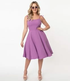 Unique Vintage Lavender Bobbie Swing Dress