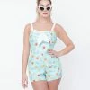 Sale Unique Vintage Mint & Mushroom Print Rae Romper