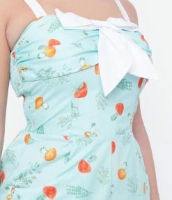 Sale Unique Vintage Mint & Mushroom Print Rae Romper