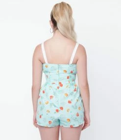 Sale Unique Vintage Mint & Mushroom Print Rae Romper