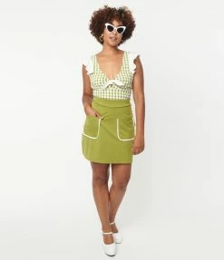 Smak Parlour Avocado Green Say It Loud Mini Skirt