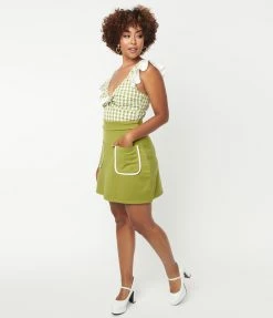 Smak Parlour Avocado Green Say It Loud Mini Skirt